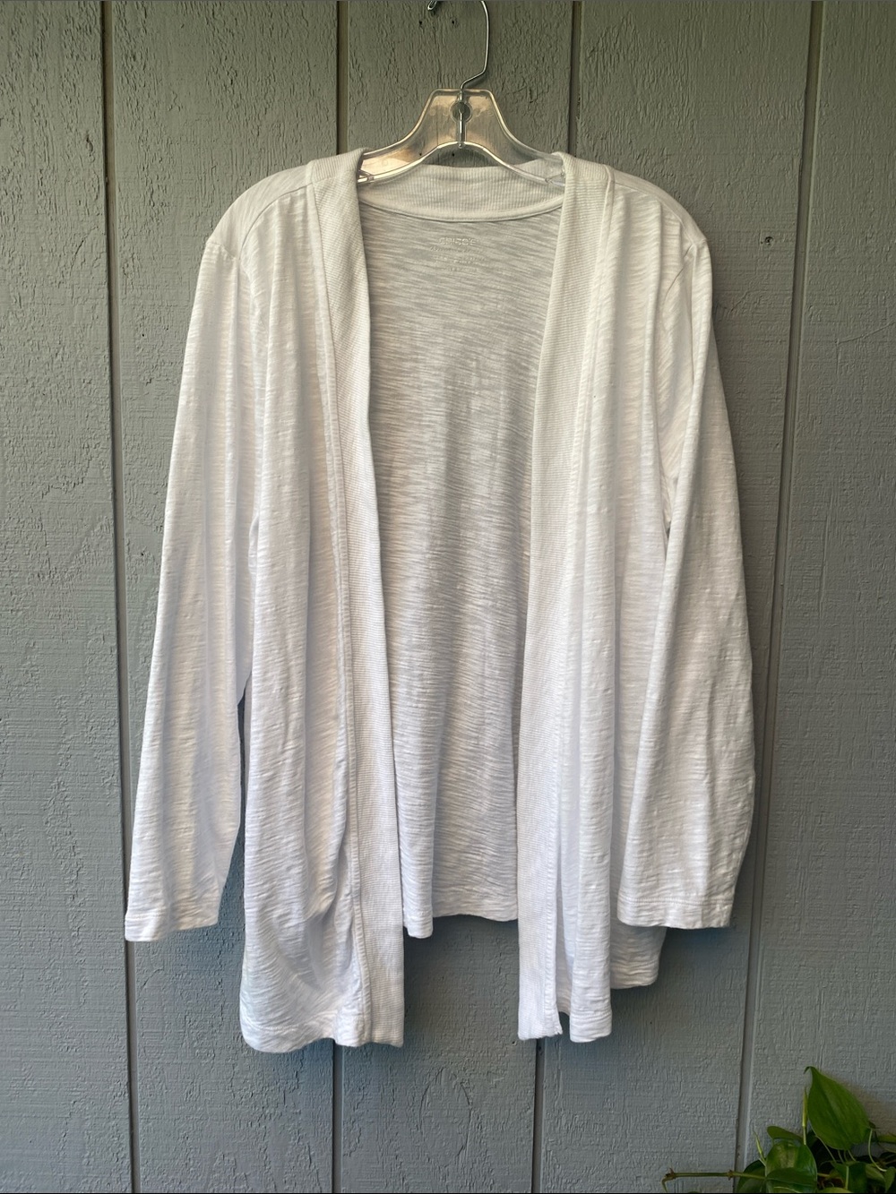 Chico's White Open-Front Lightweight Cardigan